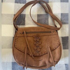 Brown faux leather crossbody bag